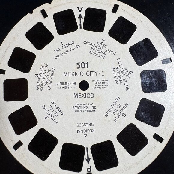 Vintage View-Master Reel Mexico City-I 501 By Sawyers Inc. 1948 7 Kodachrome 3D - Picture 2 of 3